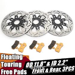 11.8 Front Rear Brake Rotors Pads Touring Electra Glide Road King Street Glide