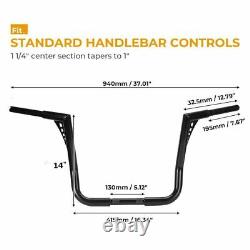 14 Inch Handlebar Rise Ape Hangers For Touring Road King Electra Street Glide