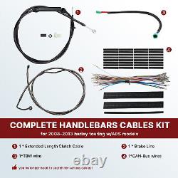 16 Bar Clutch Cable ABS Brake Line Kit for Harley Road King Street Glide 08-13