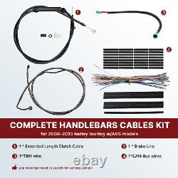 16 Bar Clutch Cable ABS Brake Line Kit for Harley Road King Street Glide 08-13