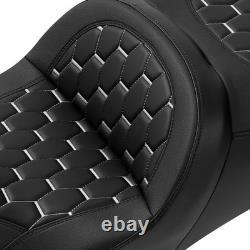 2-UP Bagger Comb Seat for Road King Street Glide 2009-2023 White Stitches