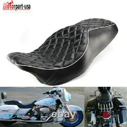 2-Up Rider Driver Passenger Seat Cushion For Harley Street Glide Road King 08-15