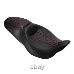 2 Up Seat for Harley Touring Road King Street Glide 2009 2025 Red Stitches