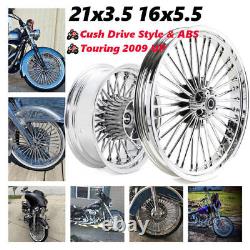 21X3.5 16X5.5 Fat Spoke Wheels with Rotors for Harley Road King Street Glide 09-23