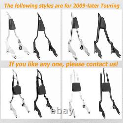 27 Black Backrest Sissy Bar & Stealth Rack For 09-24 Harley Road Street Glide