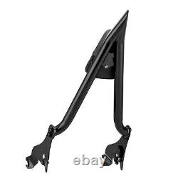 27 Black Backrest Sissy Bar & Stealth Rack For 09-24 Harley Road Street Glide