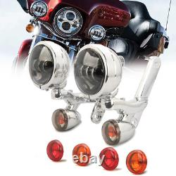 4.5''Chrome Passing Fog Light Brackets for Harley Road King/Touring/Street Glide