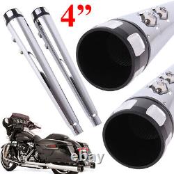 4 CNC Megaphone Slip-On Muffler Exhaust For Harley 95-16 Road King Street Glide