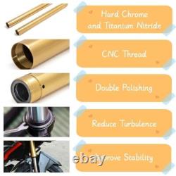 49mm Chrome Gold Fork Tubes For Harley Touring 2014-2024 Road King Street Glide
