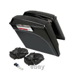 5 Extended Saddlebags with Speakers Fit For Harley Street Road Glide King 93-13