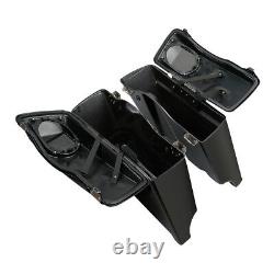 5 Extended Saddlebags with Speakers Fit For Harley Street Road Glide King 93-13