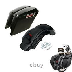 5 Stretched Saddlebag & Rear Fender Fit For Harley Street Glide Road King 14-21