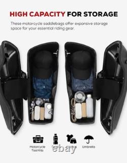 5 Stretched Saddlebags Vivid Black For Road King Street Glide 2014-2023