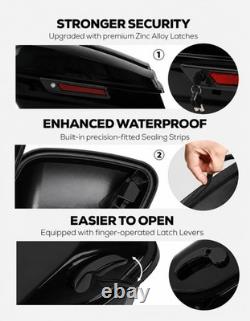 5 Stretched Saddlebags Vivid Black For Road King Street Glide 2014-2023
