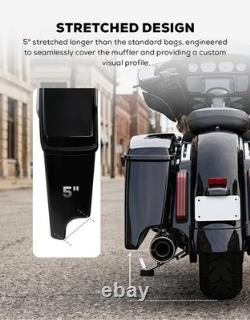 5 Stretched Saddlebags Vivid Black For Road King Street Glide 2014-2023