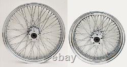 60 Spoke 21 & 16 Chrome Wheel Set Harley Electra Glide Road King Street 00-07