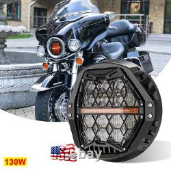 7 LED LED Headlight for Electra Glide/Road King/Street Glide with Hi-Lo Amber DRL