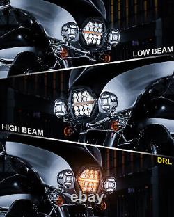 7 LED LED Headlight for Electra Glide/Road King/Street Glide with Hi-Lo Amber DRL