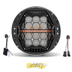 7 LED LED Headlight for Electra Glide/Road King/Street Glide with Hi-Lo Amber DRL