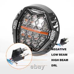 7 LED LED Headlight for Electra Glide/Road King/Street Glide with Hi-Lo Amber DRL