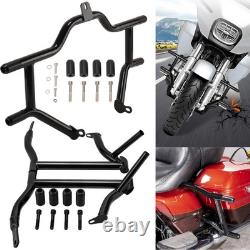 BLACK Engine Guard + Saddlebag Crash Bar for Harley Road King Street Glide 09-UP