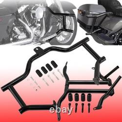 BLACK Engine Guard + Saddlebag Crash Bar for Harley Road King Street Glide 09-UP