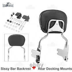 Backrest Sissy Bar + Docking Kit For Harley Road King Street Electra Glide 97-08