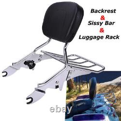 Backrest Sissy Bar &Luggage Rack For Harley Touring Road King Street Glide 09-Up