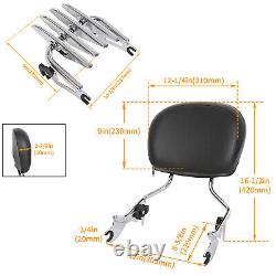 Backrest Sissy Bar &Stealth Rack For 2009-2025 Harley Road King Street Glide
