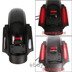 Black CVO Style Rear Fender System LED For Harley Road King Street Glide 09-13
