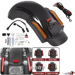 Black CVO Style Rear Fender System LED For Harley Road King Street Glide 14-Up