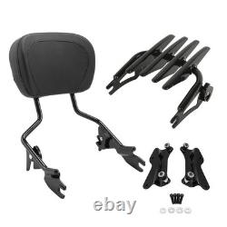 Black Detachable Sissy Bar Luggage Rack Docking Kit Road King Street Glide 14-25