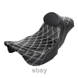 Black Driver Passenger Seat with Backrest For Harley Road King Street Glide 08-23