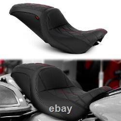 Black & Red Stitching Front Rear Seat For Harley Road King Street Glide 1997-07