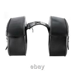 Black Side Saddle Bags PU Leather For Harley Touring Road King Street Glide Dyna