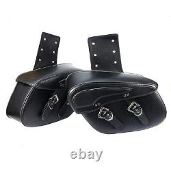 Black Side Saddle Bags PU Leather For Harley Touring Road King Street Glide Dyna