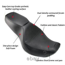 Black Smooth Two Up Seat For Harley Road King FLHR 1997-07 Street Glide 2006-07