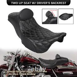 Black Step-Up Seat With Driver Backrest For Harley Electra Street Road Glide King