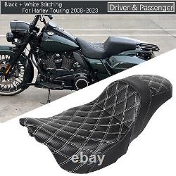 Black Two Up Seat For Harley 08-23 Electra Street Glide FLHT FLHX Road King FLHR