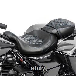 Blue Stitching Front & Rear Seat For Harley Road King Street Glide CVO 2009-2023