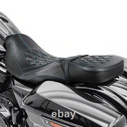 Blue Stitching Front & Rear Seat For Harley Road King Street Glide CVO 2009-2023