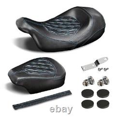 Blue Stitching Front & Rear Seat For Harley Road King Street Glide CVO 2009-2023