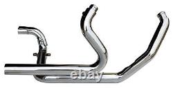 CHROME TRUE DUAL HEAD PIPES withHEAT SHIELDS HARLEY ELECTRA GLIDE ROAD KING STREET
