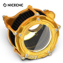 CNC M8 Air Filter Cleaner Intake Filter WithLED For Harley Road King Street Glide