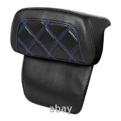 Chopped Trunk Back Pad Harley Touring 14-23 Road King/Street/Glide Blue Stitch