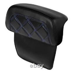 Chopped Trunk Back Pad Harley Touring 14-23 Road King/Street/Glide Blue Stitch