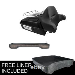 Chopped Trunk Backrest with Tail Light Fit For Harley Road King Street Glide 14-26