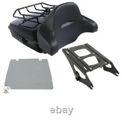 Chopped Trunk Rack With Backrest For Road King Street Glide 2014-2025