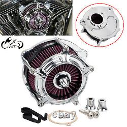 Chrome Air Cleaner Red Intake Filter Fit For Harley Road King Street Glide 17-21