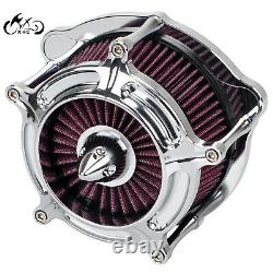 Chrome Air Cleaner Red Intake Filter Fit For Harley Road King Street Glide 17-21